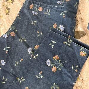 H&M Blue Ankle Cropped Jeans with Floral Design